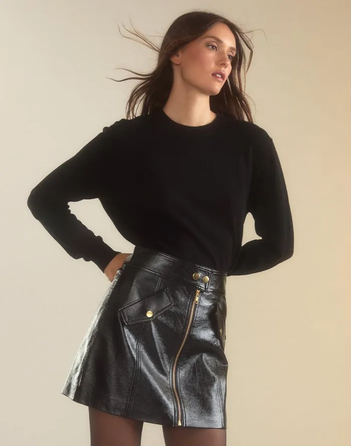 Women Cynthia Rowley Bottoms Harper Vegan Leather Skirt Black