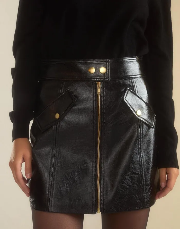 Women Cynthia Rowley Bottoms Harper Vegan Leather Skirt Black Women Cynthia Rowley Bottoms Harper Vegan Leather Skirt Black