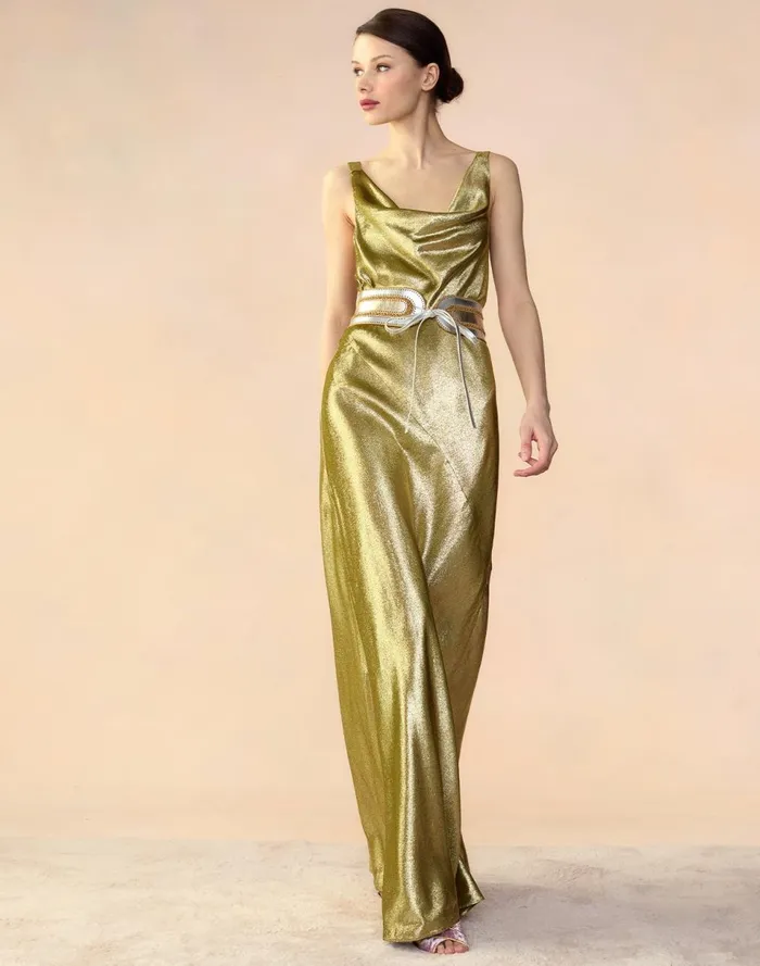 Women Cynthia Rowley Dresses Liquid Gold Lam Dress Green