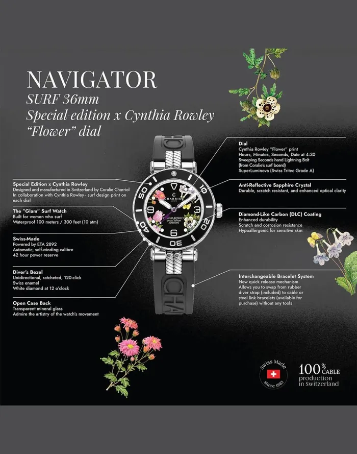 Women Cynthia Rowley Swim Navigator Surf Watch 034Flower034