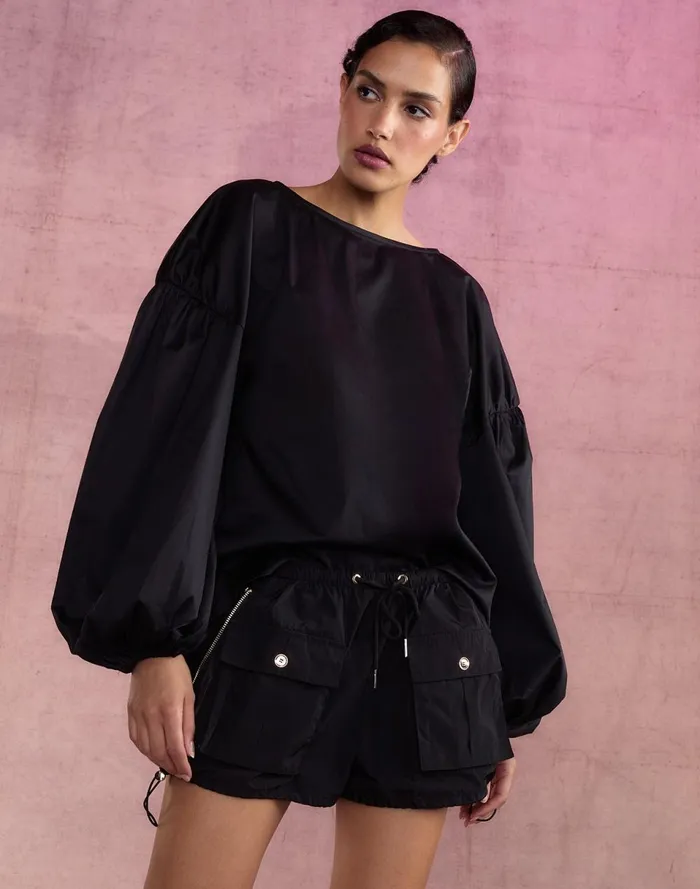 Women Cynthia Rowley Tops Geneva Cotton Blouse Black Women Cynthia Rowley Tops Geneva Cotton Blouse Black