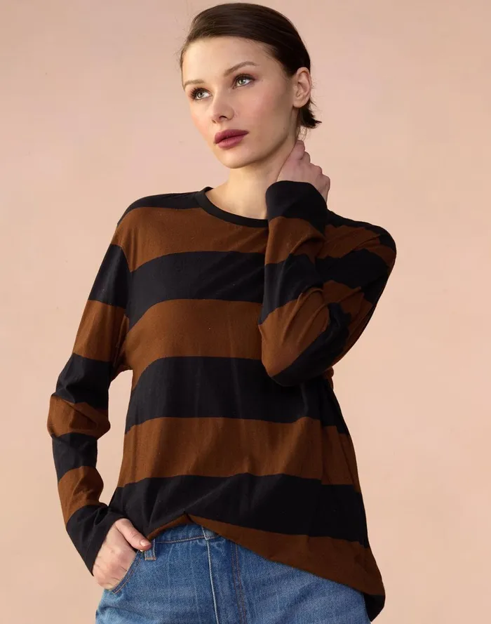 Women Cynthia Rowley Tops Long Sleeve Everyday Tee Blkbr