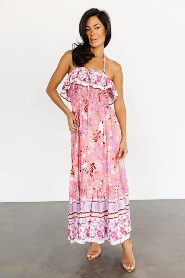 Women Dali Midi Dress Coral Orchid Floral Baltic Born Midi Dresses