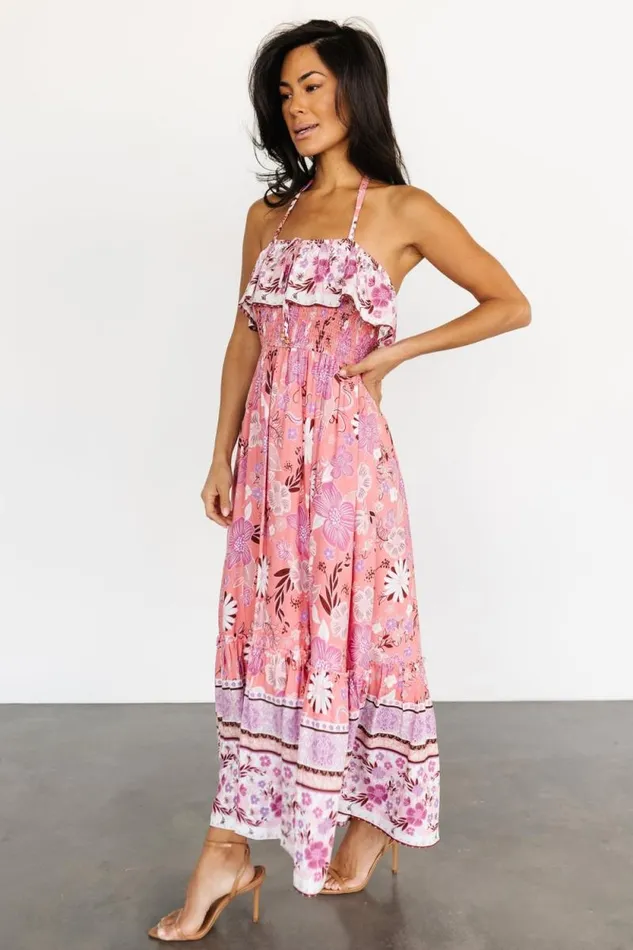 Women Dali Midi Dress Coral Orchid Floral Baltic Born Midi Dresses Women Dali Midi Dress Coral Orchid Floral Baltic Born Midi Dresses
