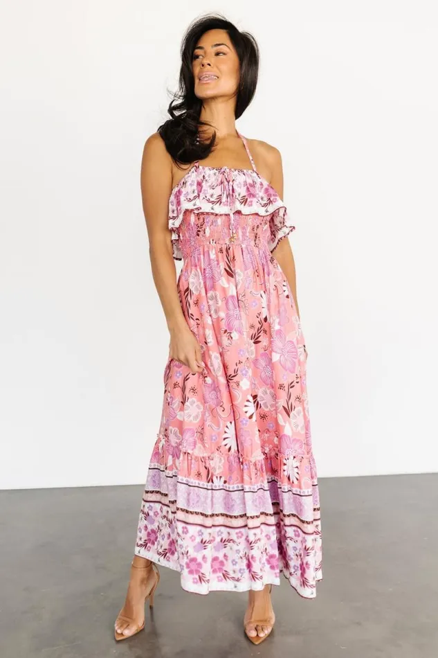 Women Dali Midi Dress Coral Orchid Floral Baltic Born Midi Dresses Women Dali Midi Dress Coral Orchid Floral Baltic Born Midi Dresses