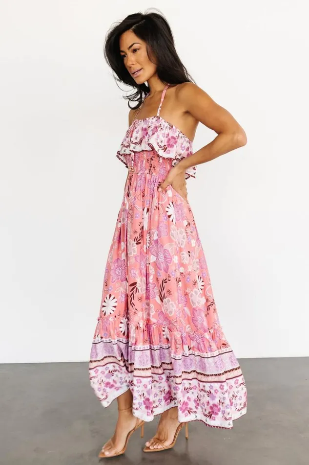 Women Dali Midi Dress Coral Orchid Floral Baltic Born Midi Dresses Women Dali Midi Dress Coral Orchid Floral Baltic Born Midi Dresses