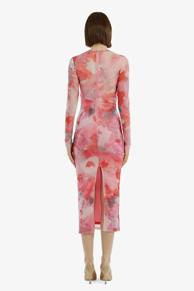 Women Day To Night Dresses Bardot Lena Mesh Midi Dress In Wildflower Wildflower