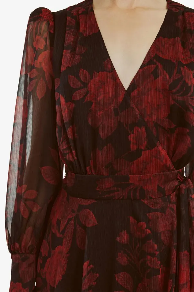 Women Day To Night Dresses Bardot Lucianna Maxi Wrap Dress In Red Floral Red Floral Women Day To Night Dresses Bardot Lucianna Maxi Wrap Dress In Red Floral Red Floral