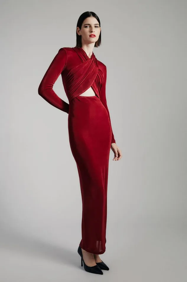 Women Day To Night Dresses Bardot Reno Slinky Knit Dress In Burgundy Burgundy