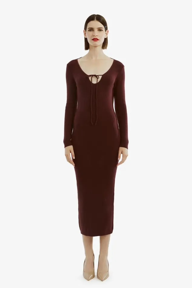 Women Day To Night Dresses Bardot Verona Knit Midi Dress In Burgundy Burgundy Women Day To Night Dresses Bardot Verona Knit Midi Dress In Burgundy Burgundy