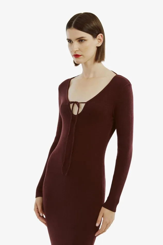 Women Day To Night Dresses Bardot Verona Knit Midi Dress In Burgundy Burgundy Women Day To Night Dresses Bardot Verona Knit Midi Dress In Burgundy Burgundy