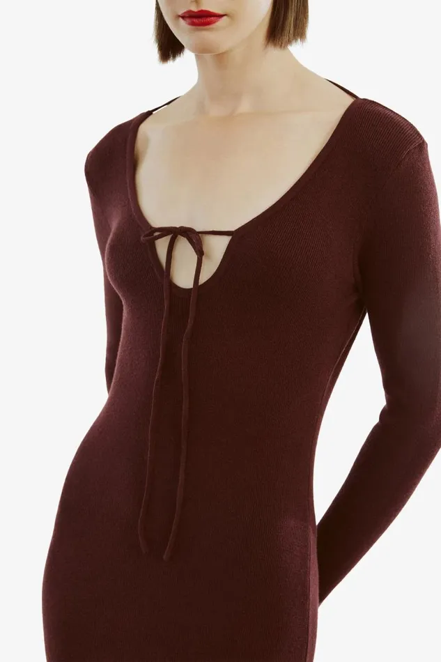 Women Day To Night Dresses Bardot Verona Knit Midi Dress In Burgundy Burgundy Women Day To Night Dresses Bardot Verona Knit Midi Dress In Burgundy Burgundy