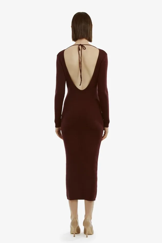 Women Day To Night Dresses Bardot Verona Knit Midi Dress In Burgundy Burgundy Women Day To Night Dresses Bardot Verona Knit Midi Dress In Burgundy Burgundy