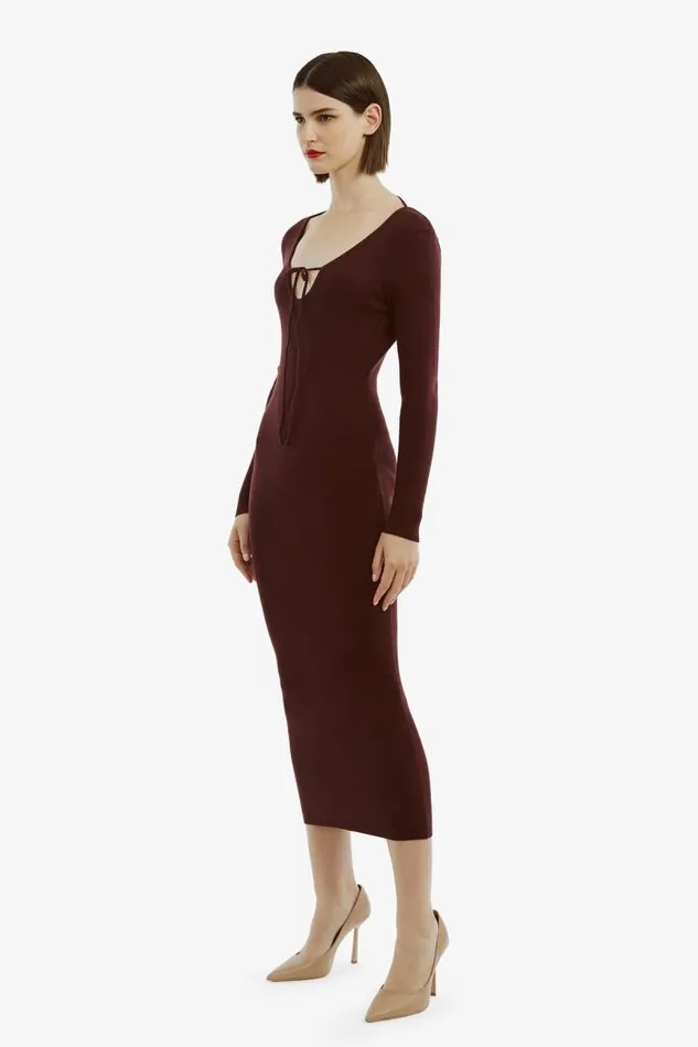 Women Day To Night Dresses Bardot Verona Knit Midi Dress In Burgundy Burgundy Women Day To Night Dresses Bardot Verona Knit Midi Dress In Burgundy Burgundy