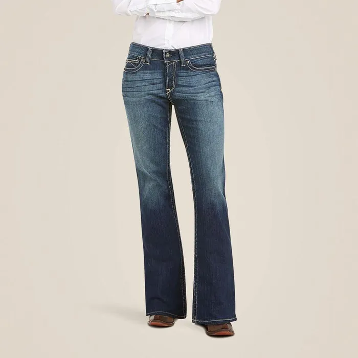 Women Denim Ariat REAL Mid Rise Stretch Original Boot Cut Jean Spitfire