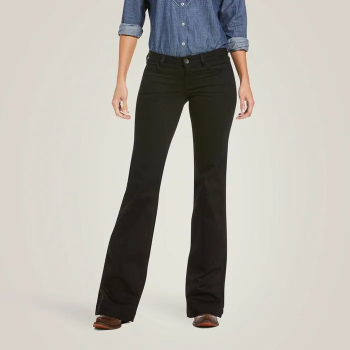 Women Denim Ariat Trouser Mid Rise Forever Wide Leg Pant Rinse