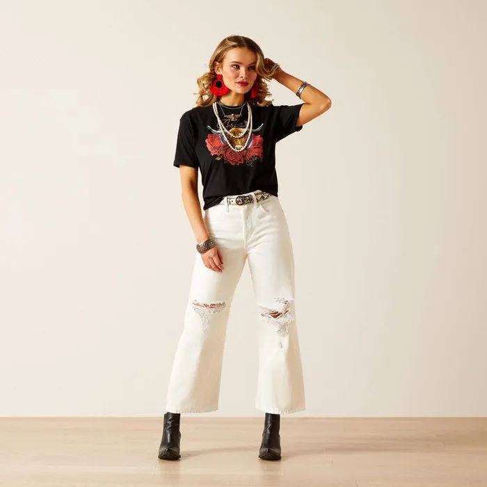 Women Denim Ariat Ultra High Rise Tomboy Wide White Women Denim Ariat Ultra High Rise Tomboy Wide White