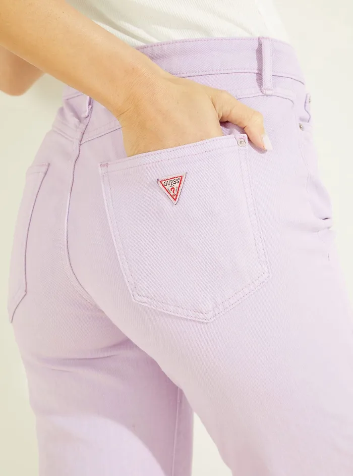 Women Denim GUESS Highrise 1981 Ankle Straight Leg Denim Jeans In Lavender Haze Wash