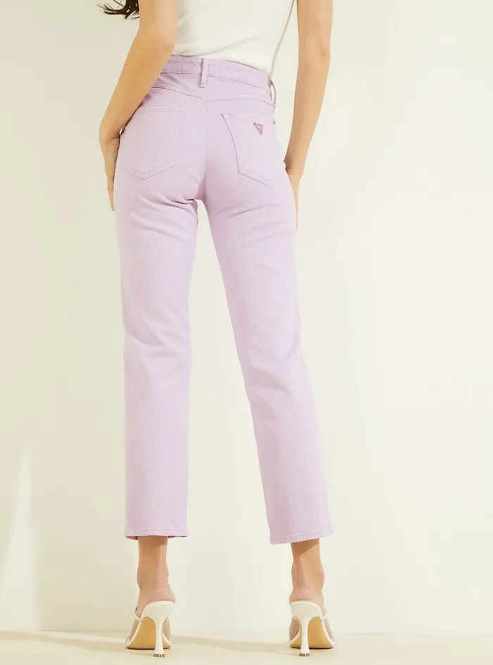 Women Denim GUESS Highrise 1981 Ankle Straight Leg Denim Jeans In Lavender Haze Wash