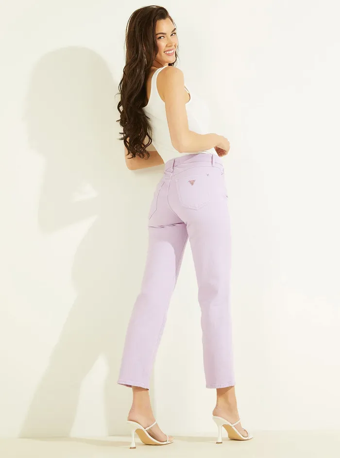 Women Denim GUESS Highrise 1981 Ankle Straight Leg Denim Jeans In Lavender Haze Wash