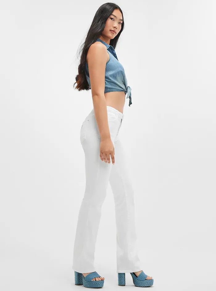 Women Denim GUESS Midrise Sexy Straight Leg Denim Jeans In Pure White Wash