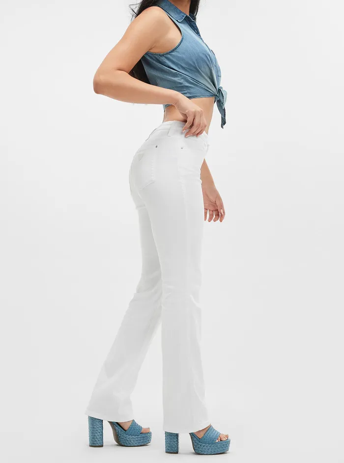 Women Denim GUESS Midrise Sexy Straight Leg Denim Jeans In Pure White Wash