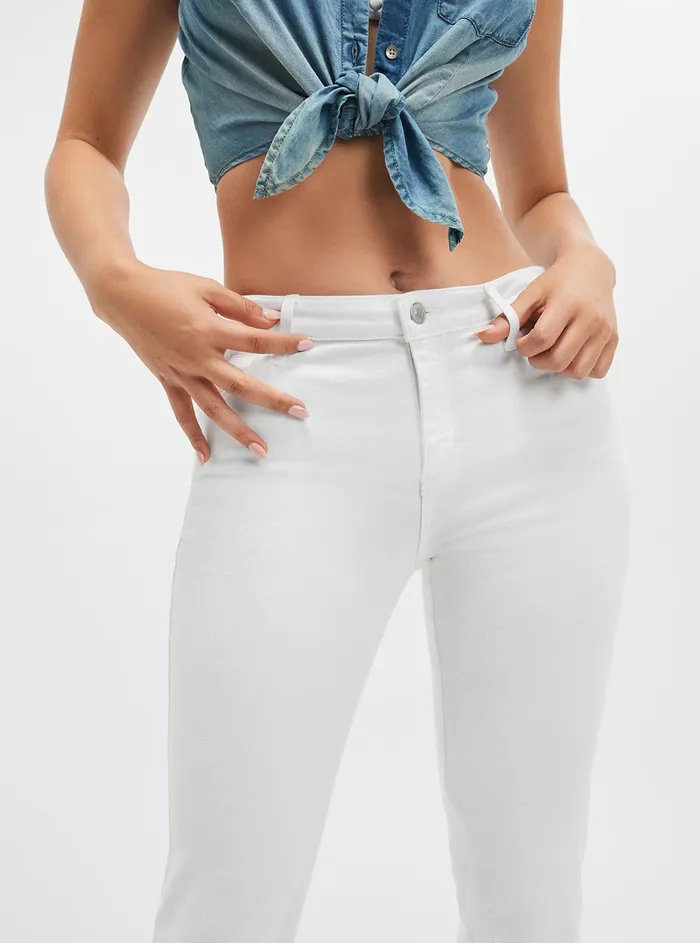 Women Denim GUESS Midrise Sexy Straight Leg Denim Jeans In Pure White Wash