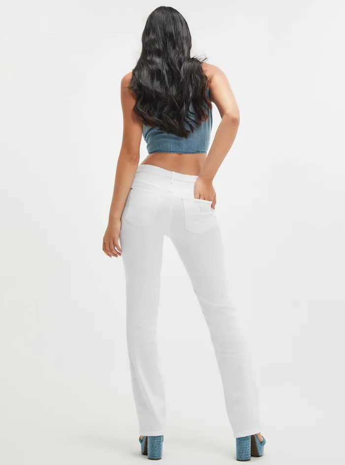Women Denim GUESS Midrise Sexy Straight Leg Denim Jeans In Pure White Wash