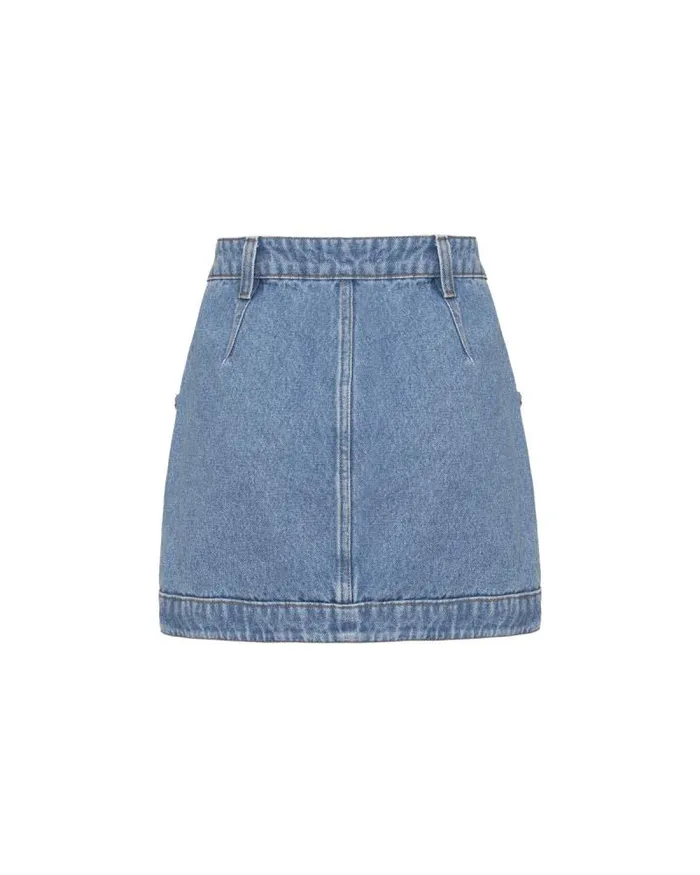 Women Denim PatBO Braided Denim Mini Skirt Denim