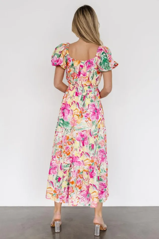 Women Denzel Puff Sleeve Midi Dress Multi Floral Baltic Born Midi Dresses