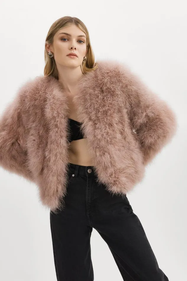 Women DEORA Feather Jacket Dusty Rose LAMARQUE Feather Jackets