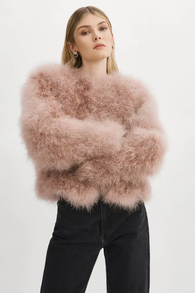Women DEORA Feather Jacket Dusty Rose LAMARQUE Feather Jackets Women DEORA Feather Jacket Dusty Rose LAMARQUE Feather Jackets