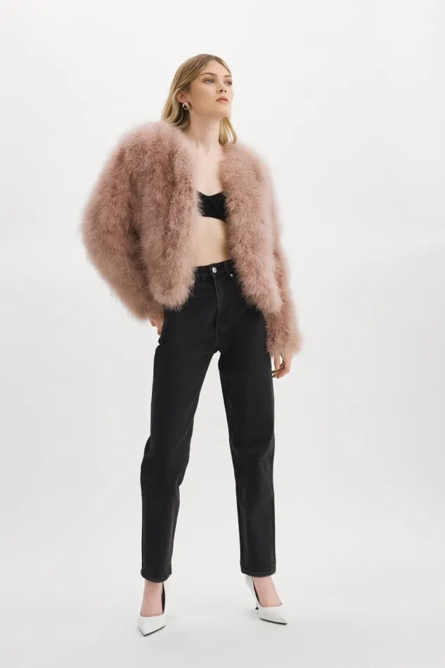 Women DEORA Feather Jacket Dusty Rose LAMARQUE Feather Jackets Women DEORA Feather Jacket Dusty Rose LAMARQUE Feather Jackets