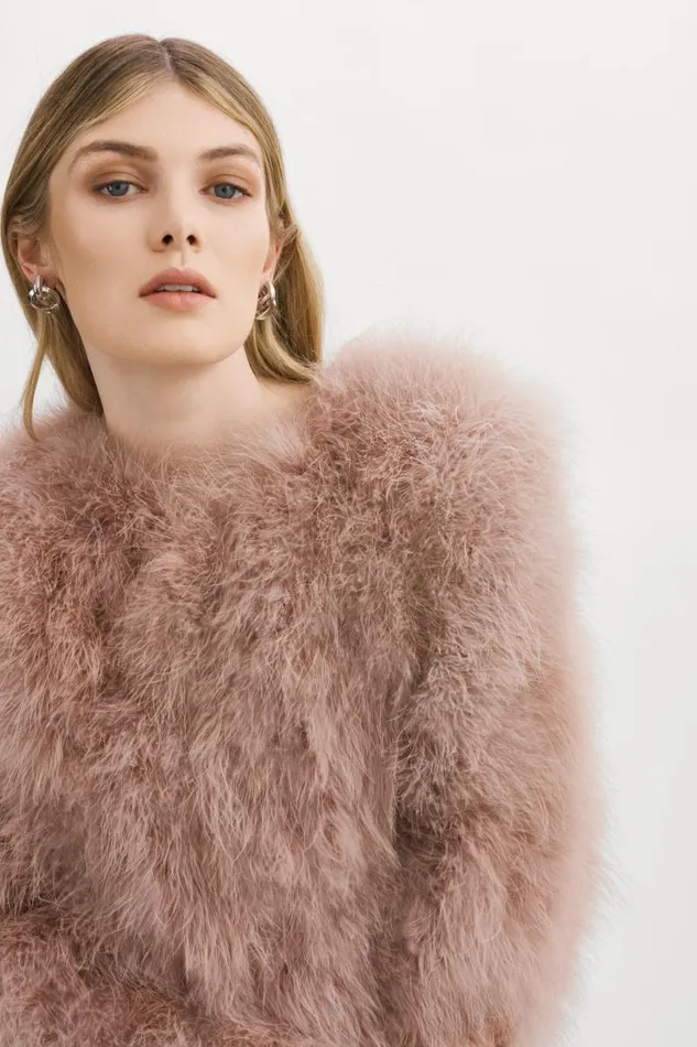 Women DEORA Feather Jacket Dusty Rose LAMARQUE Feather Jackets Women DEORA Feather Jacket Dusty Rose LAMARQUE Feather Jackets