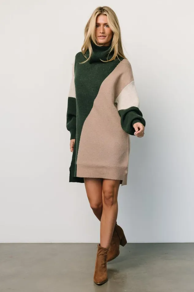 Women Diego Sweater Dress Hunter Green Multi Baltic Born Short Dresses