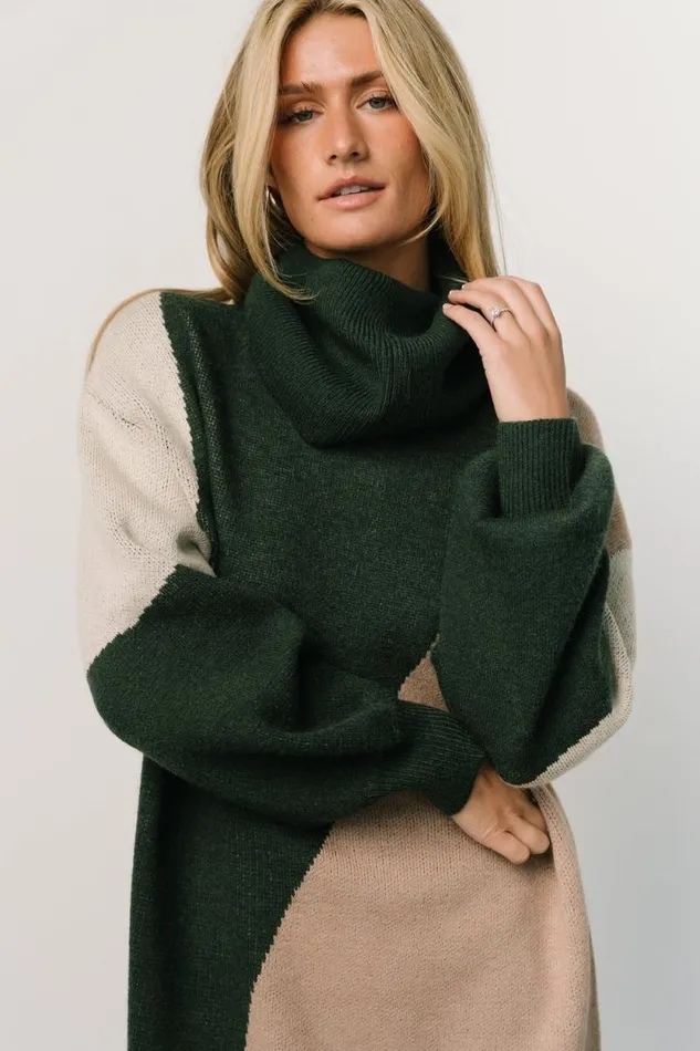 Women Diego Sweater Dress Hunter Green Multi Baltic Born Short Dresses Women Diego Sweater Dress Hunter Green Multi Baltic Born Short Dresses