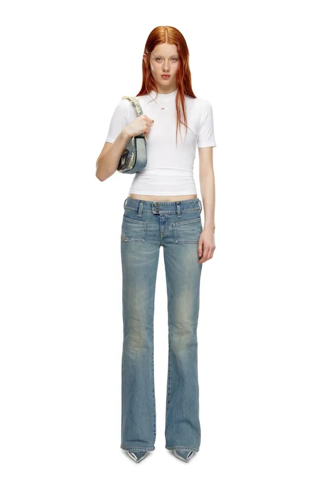 Women Diesel Jeans Bootcut Jeans DHush 09J55 Light Blue