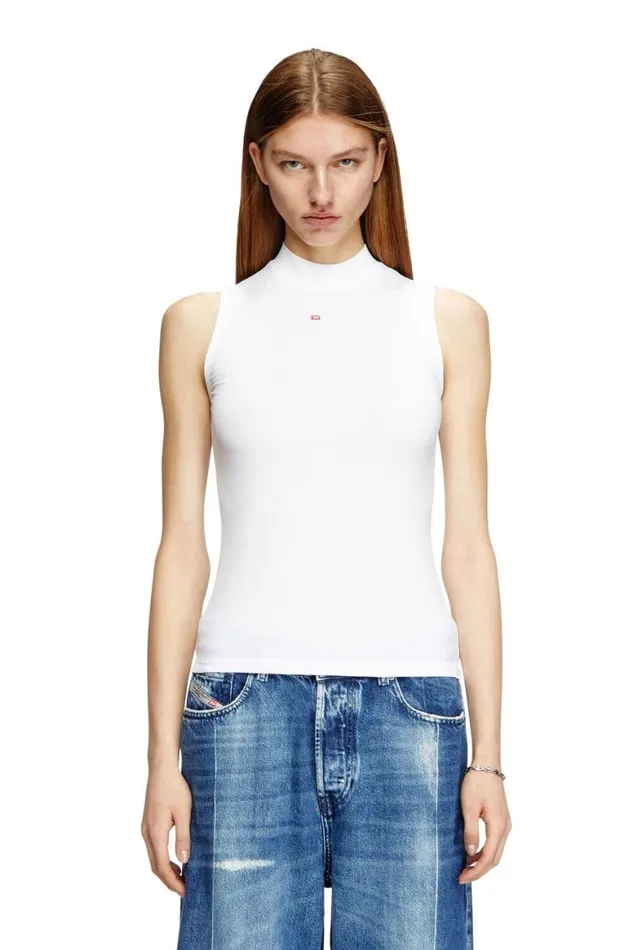 Women Diesel TShirts and Tops TMOKKYSLMICRODIV White Women Diesel TShirts and Tops TMOKKYSLMICRODIV White