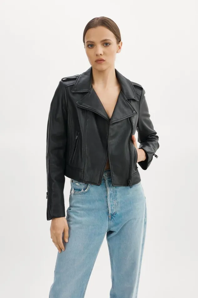 Women DONNA Iconic Leather Biker Jacket Black Black LAMARQUE Leather Jackets Women DONNA Iconic Leather Biker Jacket Black Black LAMARQUE Leather Jackets