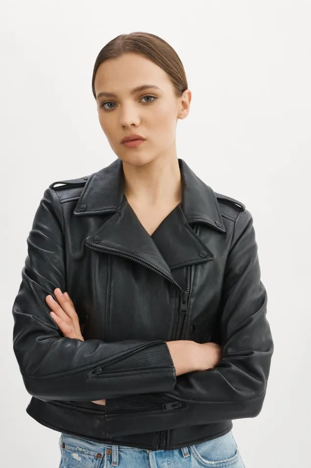 Women DONNA Iconic Leather Biker Jacket Black Black LAMARQUE Leather Jackets Women DONNA Iconic Leather Biker Jacket Black Black LAMARQUE Leather Jackets
