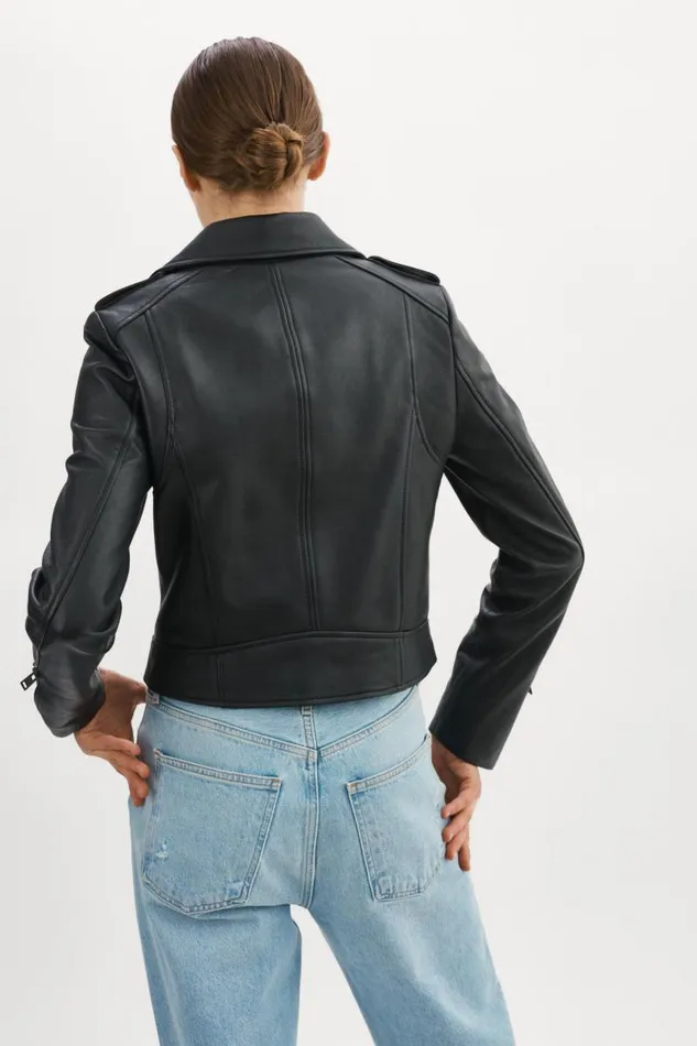 Women DONNA Iconic Leather Biker Jacket Black Black LAMARQUE Leather Jackets Women DONNA Iconic Leather Biker Jacket Black Black LAMARQUE Leather Jackets