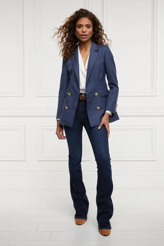 Women Double Breasted Blazer Denim Holland Cooper Tailoring