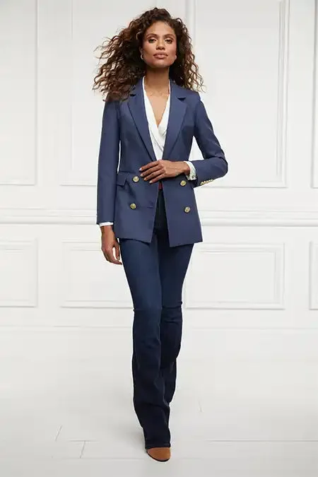 Women Double Breasted Blazer Denim Holland Cooper Tailoring