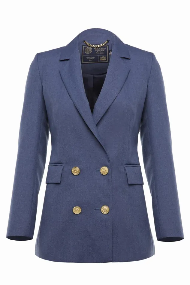 Women Double Breasted Blazer Denim Holland Cooper Tailoring