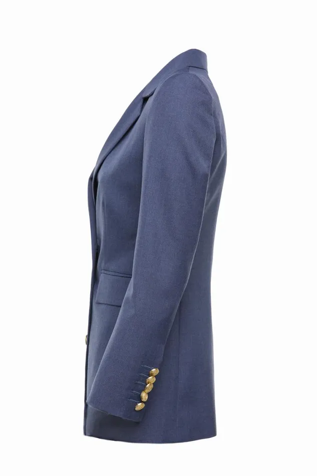 Women Double Breasted Blazer Denim Holland Cooper Tailoring