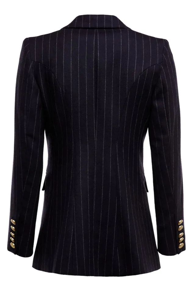 Women Double Breasted Blazer Navy Chalk Pinstripe Holland Cooper Blazers