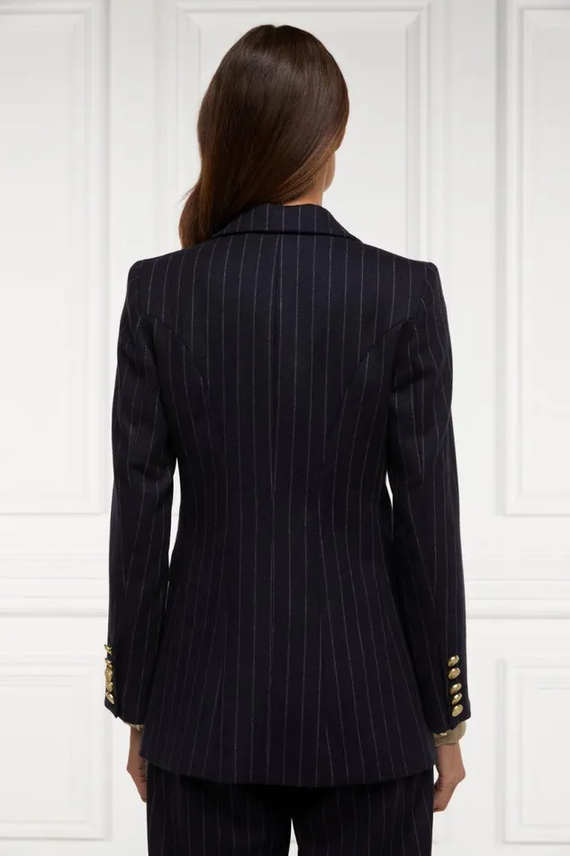Women Double Breasted Blazer Navy Chalk Pinstripe Holland Cooper Blazers