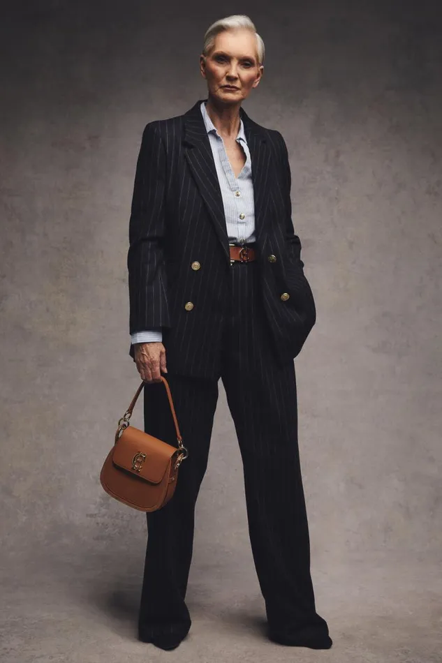 Women Double Breasted Blazer Navy Chalk Pinstripe Holland Cooper Blazers