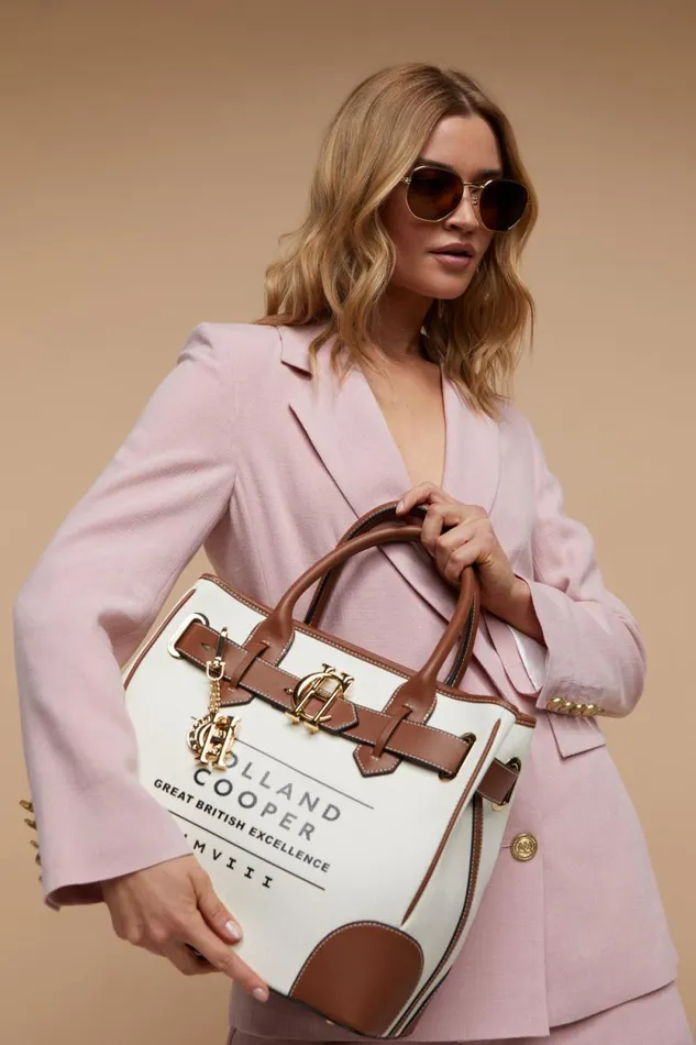 Women Double Breasted Blazer Pink Linen Holland Cooper Tailoring