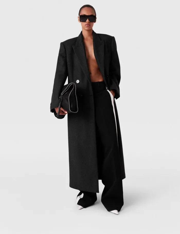 Women DoubleBreasted Long Wool Coat Concrete Stella McCartney Coats And Jackets